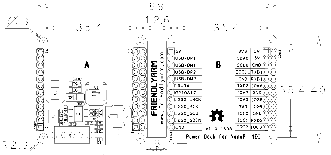 Power Dock for NanoPi NEO_PCB